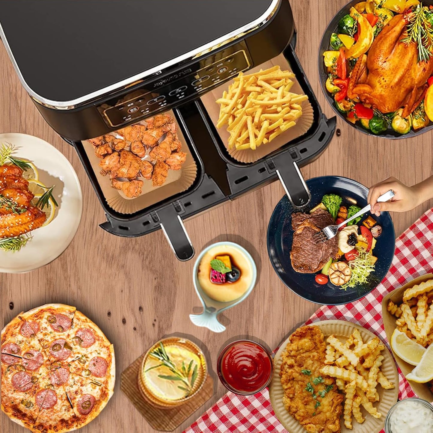 Air Fryer Liner, Pack of 100, Disposable Non-stick Rectangular Parchment Paper