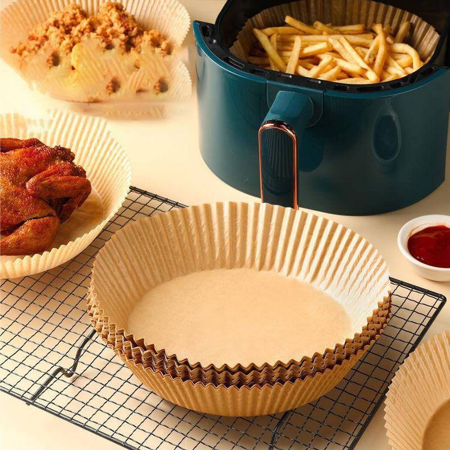 AHM Electronics – Premium Round 16cm Air Fryer Liners (100-Pack)