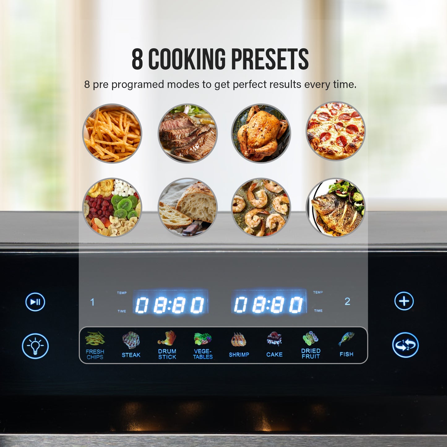 AHM Electronics Air Fryer - 10L Multi Basket with Dual Cook, 3 in 1 Basket Combination, 8 Cooking Presets, Large Viewing Window, Internal Lights and Smart Touch