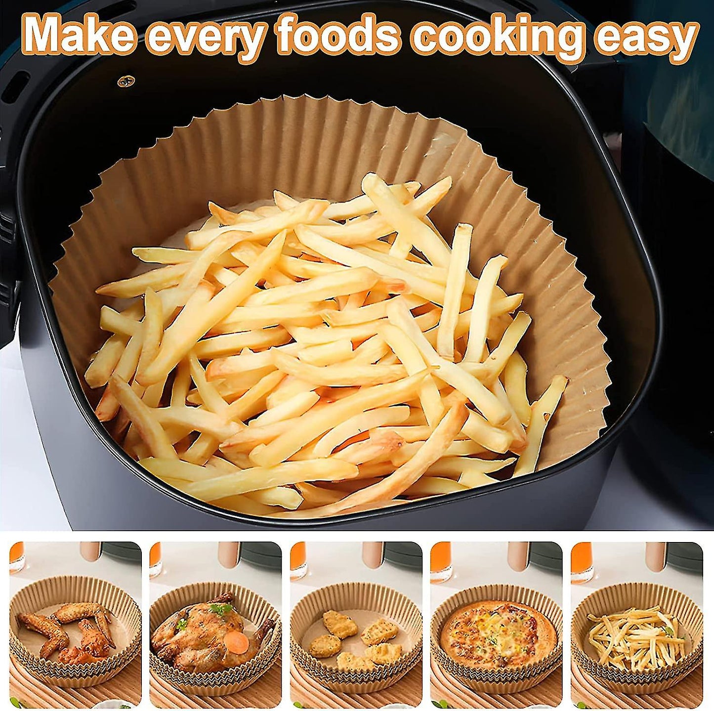 AHM Electronics – Premium Round 16cm Air Fryer Liners (100-Pack)
