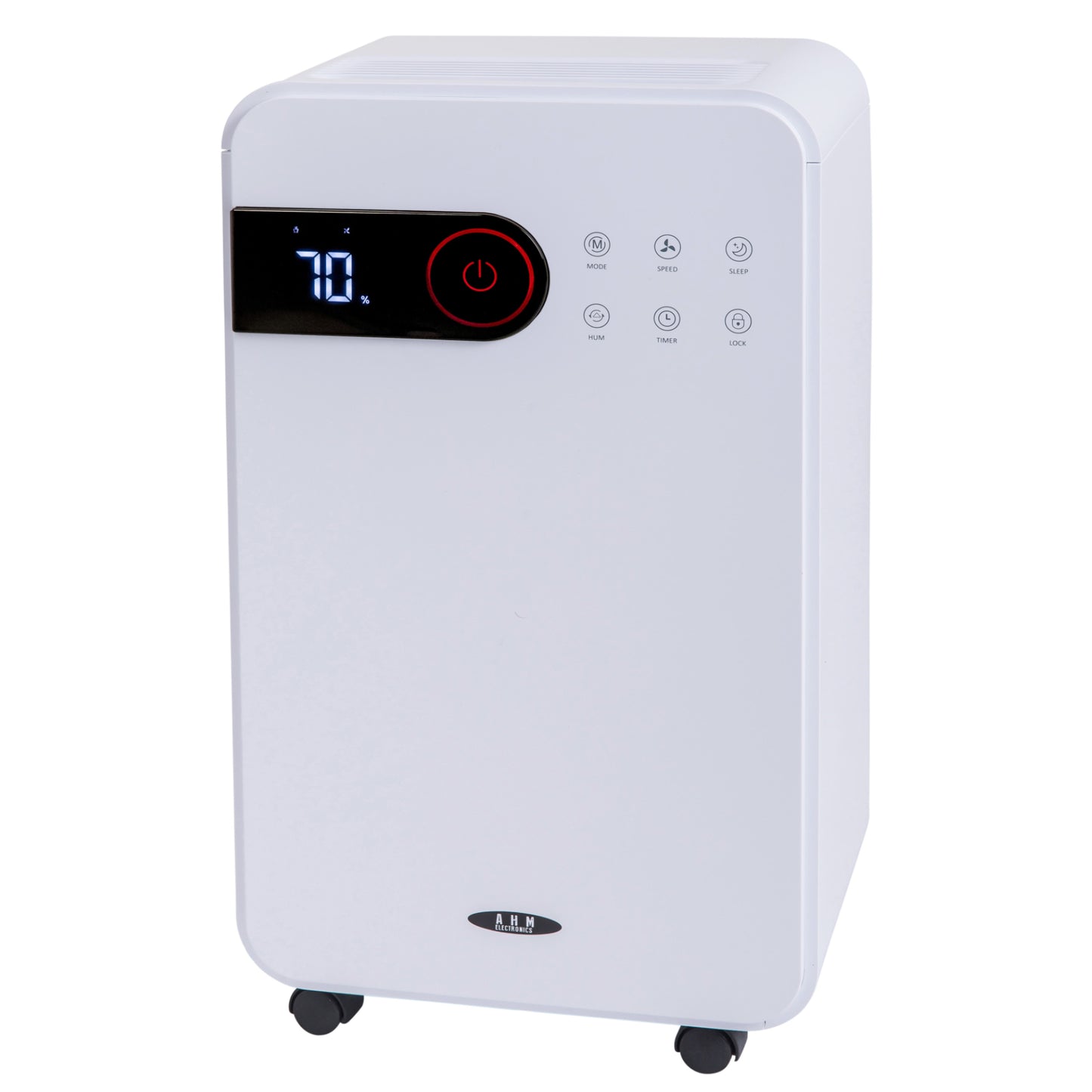 AHM Electronics Dehumidifier 12L/Day with Digital Humidity Display, Continuous Drainage, 2L Water Tank, 24-Hour Timer, Sleep Mode, Laundry Mode, Child Lock, For Damp, Condensation & Drying Laundry