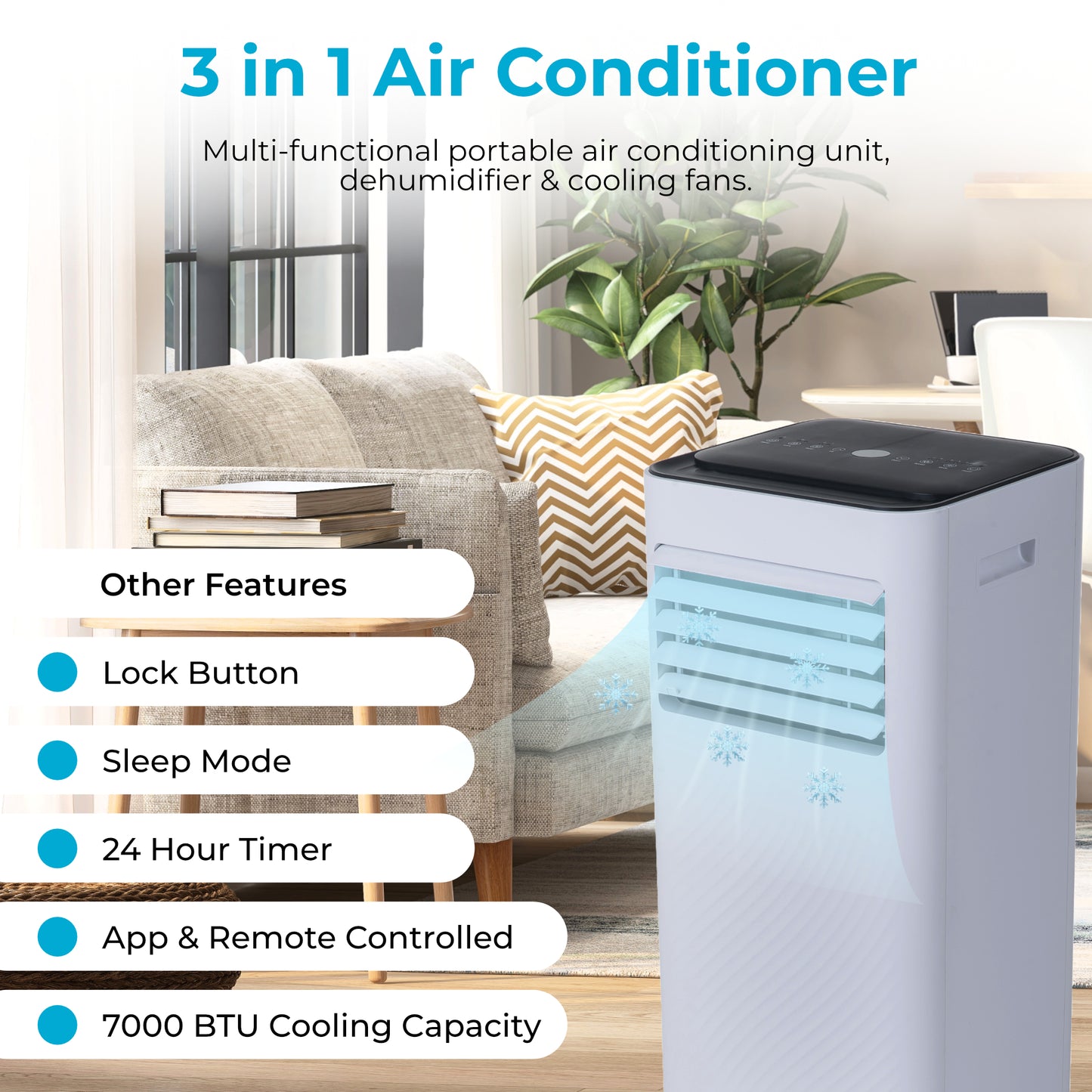 AHM Electronics Portable Air Conditioning Unit - 3 in 1 Air Conditioner, Dehumidifier & 2 Speed Cooling Fan