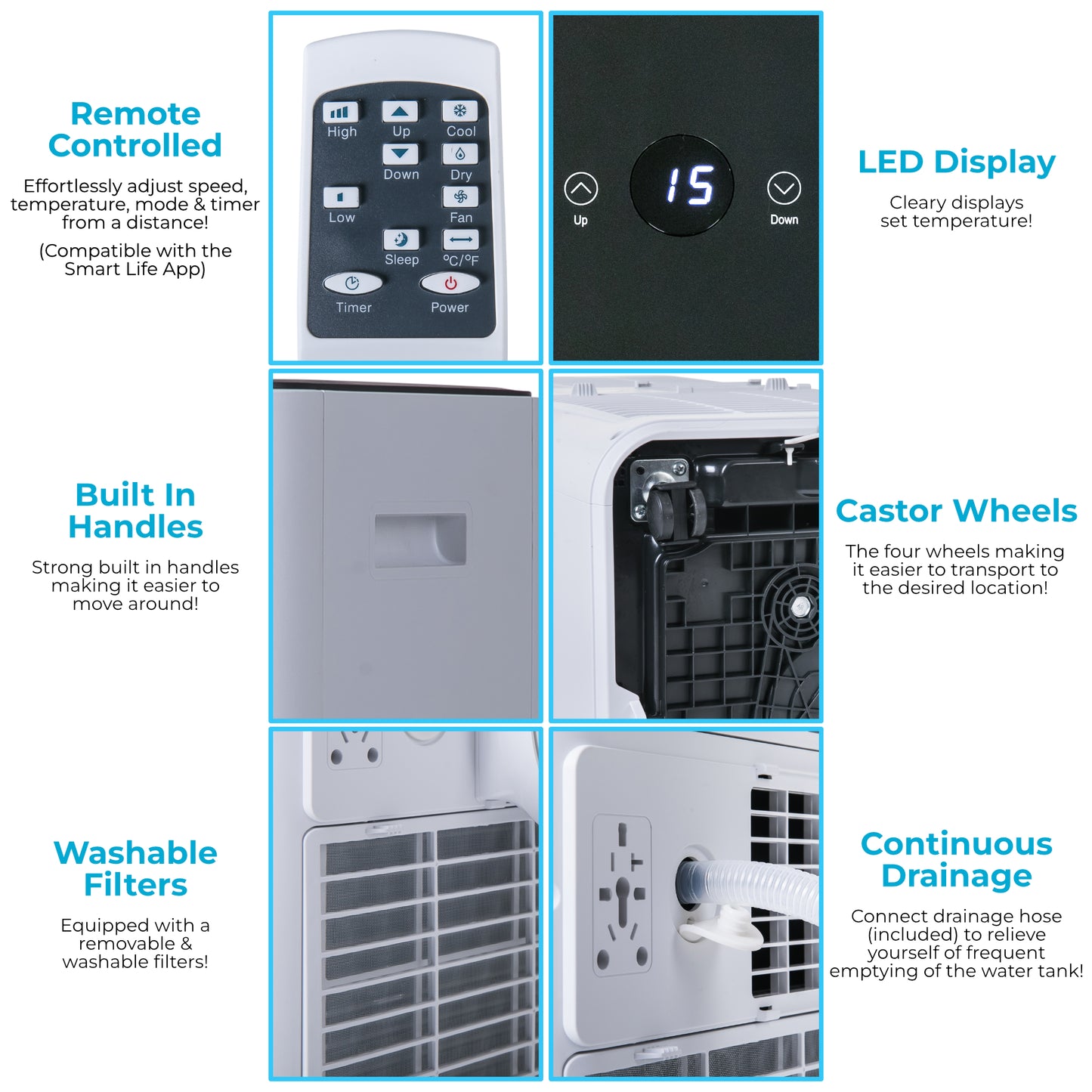 AHM Electronics Portable Air Conditioning Unit - 3 in 1 Air Conditioner, Dehumidifier & 2 Speed Cooling Fan