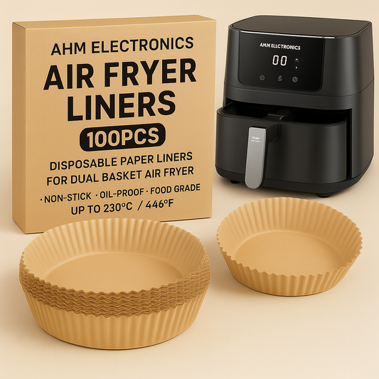 AHM Electronics – Premium Round 16cm Air Fryer Liners (100-Pack)