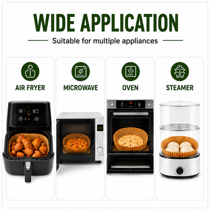 AHM Electronics – Premium Round 20cm Air Fryer Liners (100-Pack)