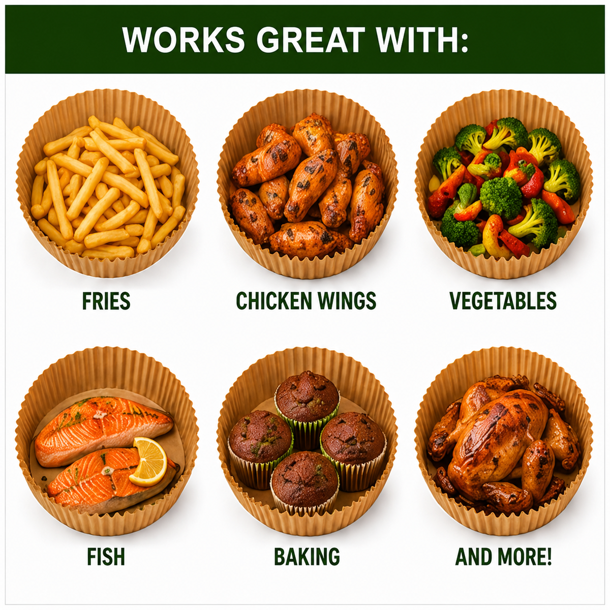 AHM Electronics – Premium Round 20cm Air Fryer Liners (100-Pack)