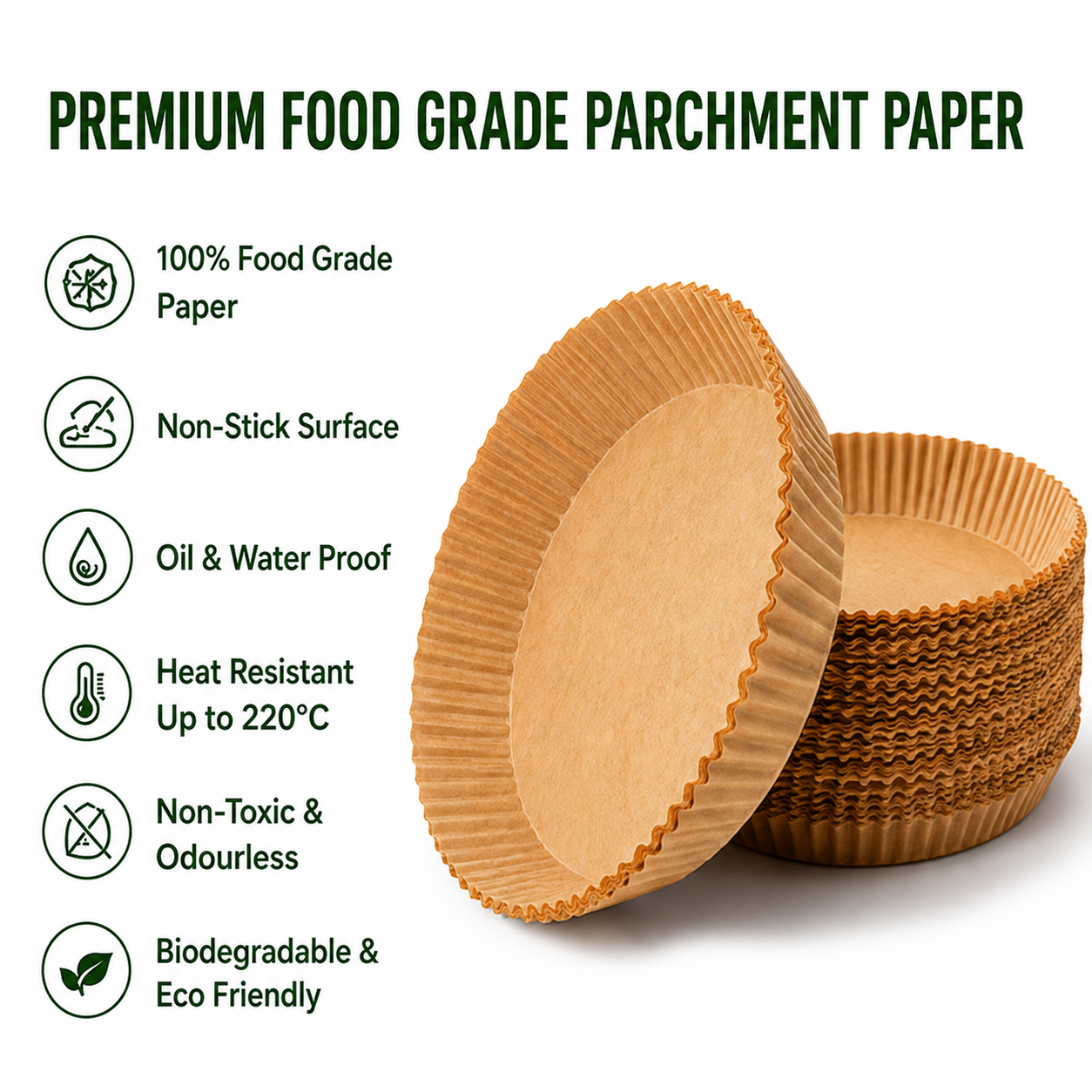 AHM Electronics – Premium Round 20cm Air Fryer Liners (100-Pack)
