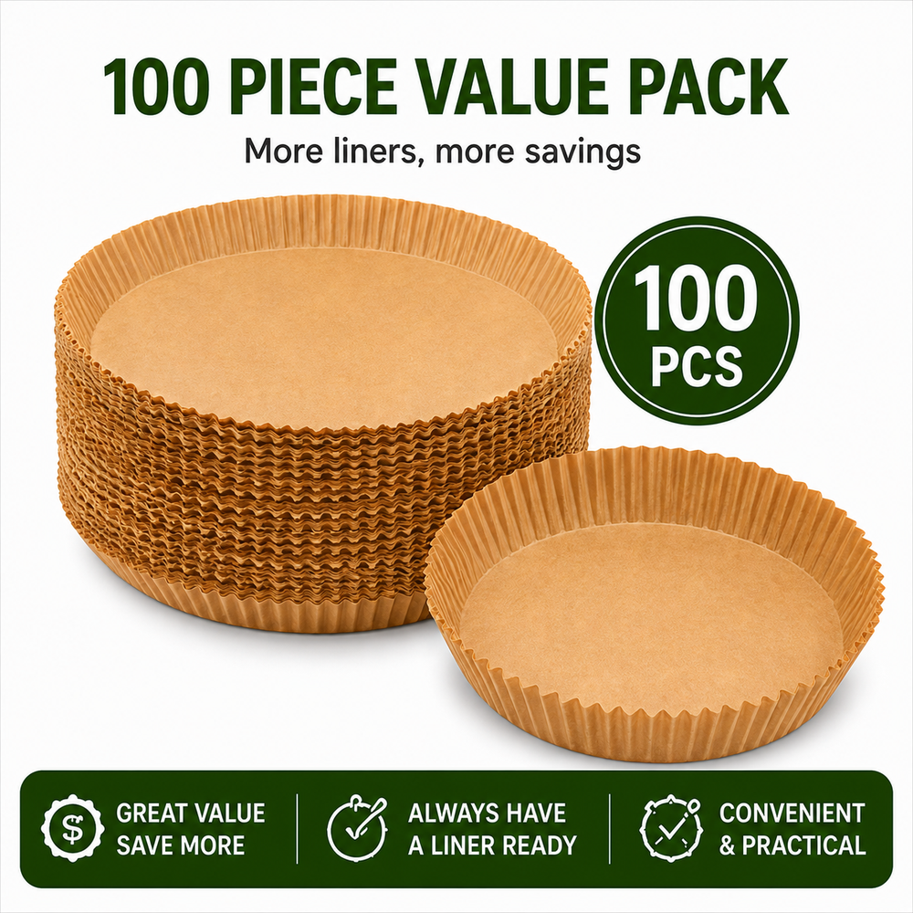 AHM Electronics – Premium Round 20cm Air Fryer Liners (100-Pack)