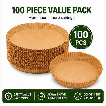 AHM Electronics – Premium Round 20cm Air Fryer Liners (100-Pack)