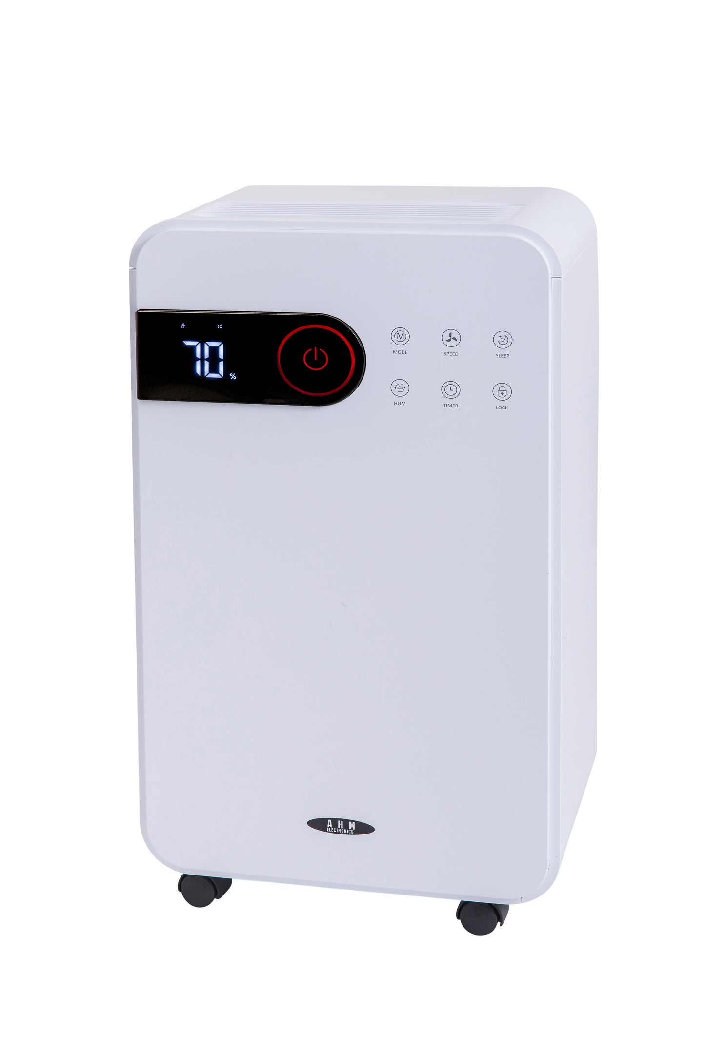 AHM Electronics Dehumidifier 12L/Day with Digital Humidity Display, Continuous Drainage, 2L Water Tank, 24-Hour Timer, Sleep Mode, Laundry Mode, Child Lock, For Damp, Condensation & Drying Laundry