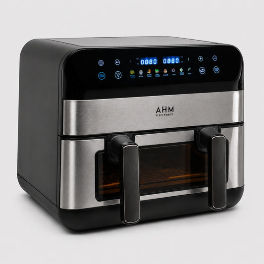 AHM Electronics 10L Dual Basket Air Fryer with Removable Divider