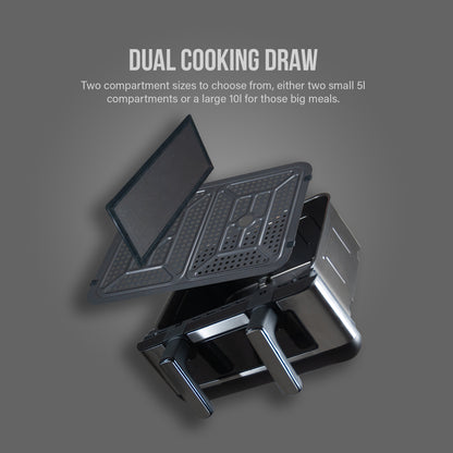 AHM Electronics 10L air fryer basket with removable divider and one large crisper plate