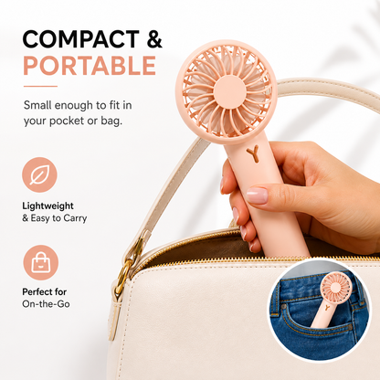 AHM Electronics Rechargeable Handheld Mini Fan with Stand