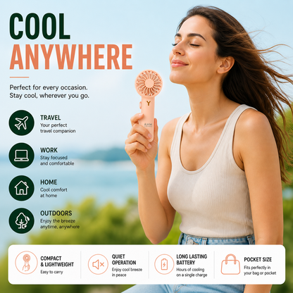 AHM Electronics Rechargeable Handheld Mini Fan with Stand