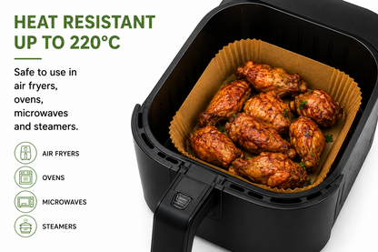 AHM Electronics 20cm Square Air Fryer Liners | 100 Pack