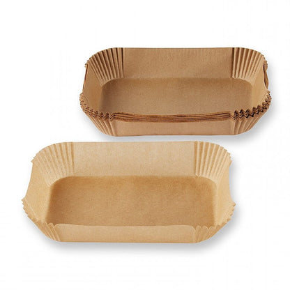 AHM ELECTRONICS 100-Pack Air Fryer Liners 100% Food-Grade Parchment Paper Rectangular 24cm x 14cm Non-Stick Waterproof Disposable for Ninja Dual Zone & Many Other Air Fryers Cookware - Bakeware UK Seller - Square