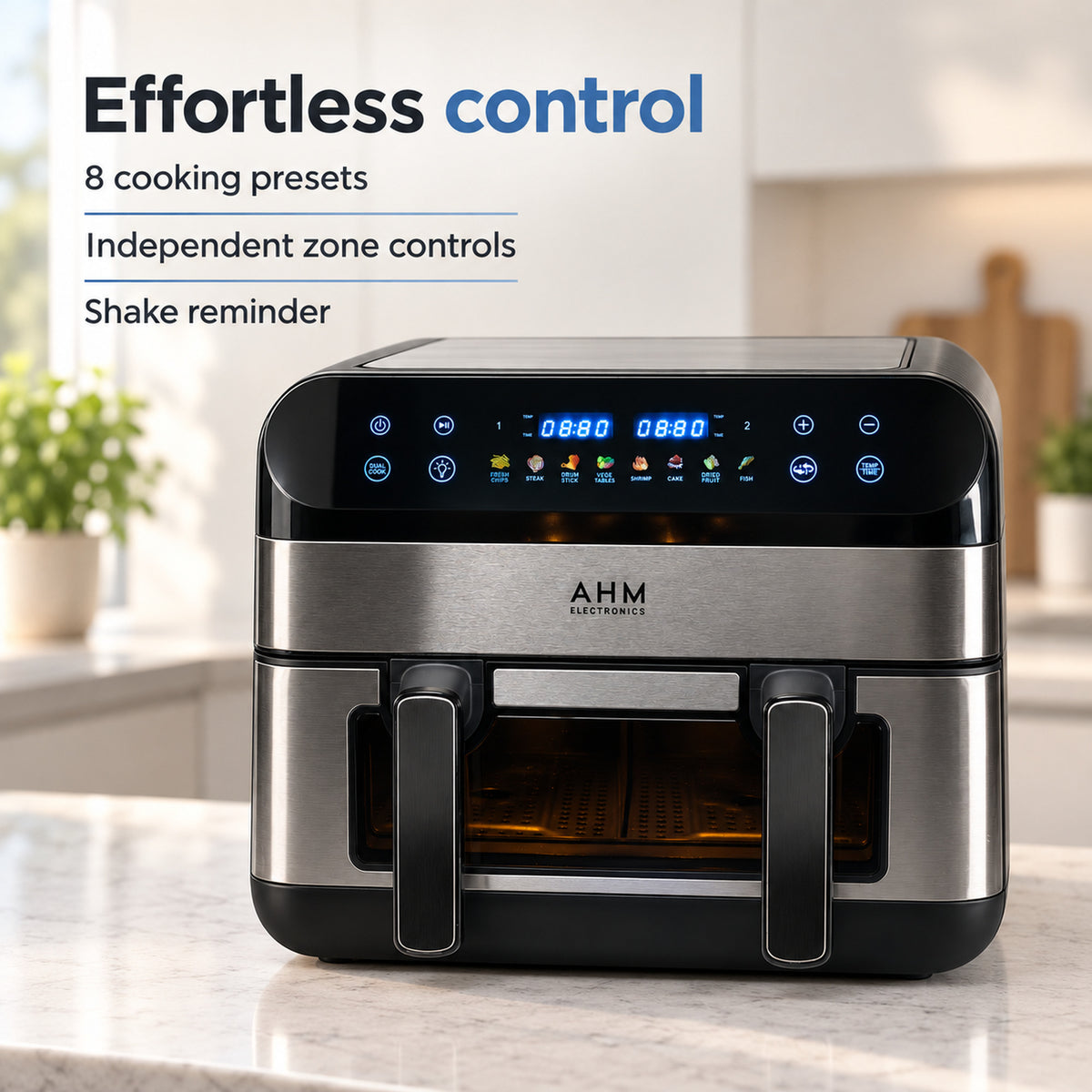 AHM Electronics Model 2 touch controls with eight cooking presets