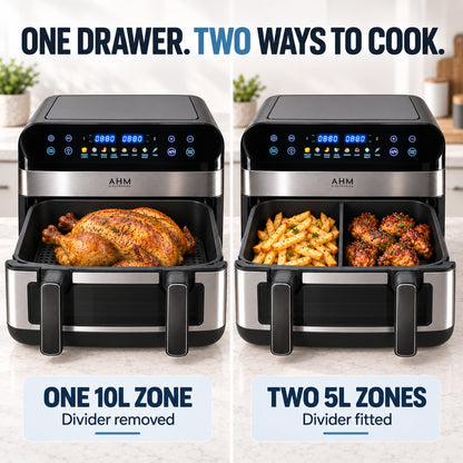 AHM Electronics Model 2 showing one 10L zone and two 5L cooking zones