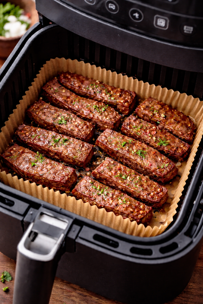 AHM ELECTRONICS 100-Pack Air Fryer Liners 100% Food-Grade Parchment Paper Rectangular 24cm x 14cm Non-Stick Waterproof Disposable for Ninja Dual Zone & Many Other Air Fryers Cookware - Bakeware UK Seller - Square